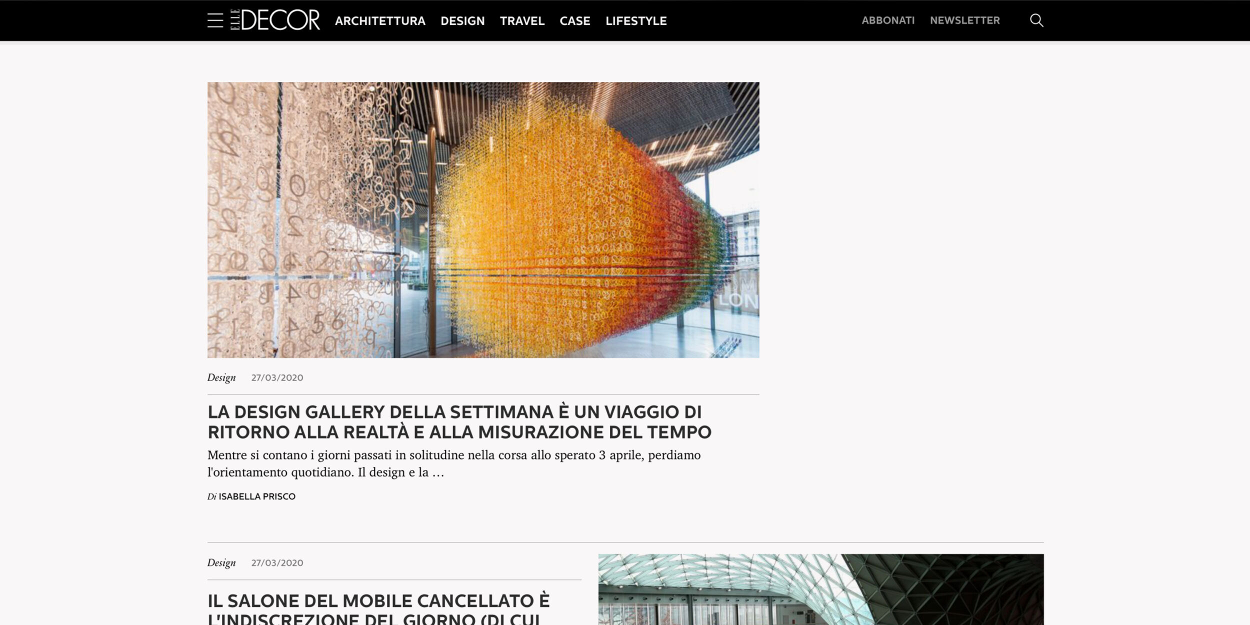 Calendario Perpetuo di Artemia su Elle Decor