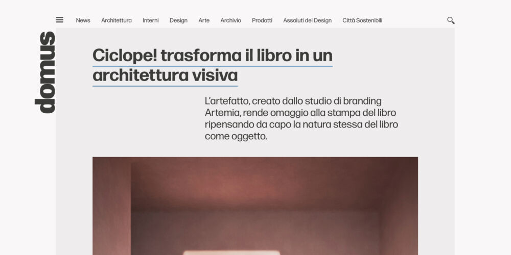 Domus pubblica articolo su Ciclope! di Bottega Artemia Tommaso Gentile