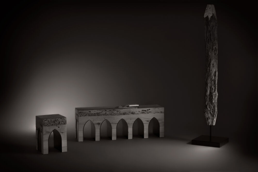 La Bricola sculpture by Tommaso Gentile gold leaf from venice on bricola wood